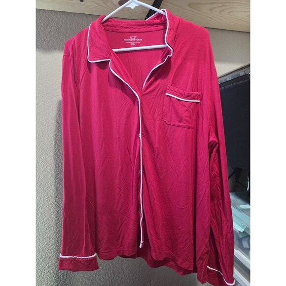 Vineyard Vines Red 2 Piece Pajama Set Women's 2XL Soft Stretchy Long Sleeve - Picture 2 of 9